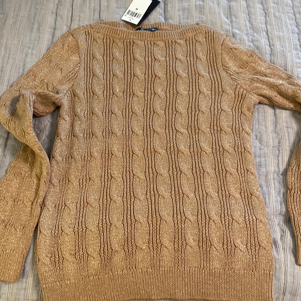 Ralph Lauren cable knit gold cotton sweater
